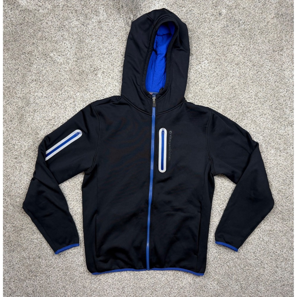 Vineyard Vines Full Zip Hoodie Medium Black Blue Performance Softshell Active